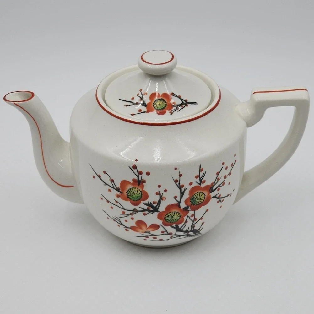 Occupied Japan Cherry Blossom Teapot SGK Art Deco Hand Painted Beautiful